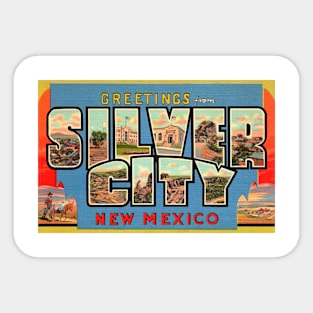 Greetings from Silver City, New Mexico - Vintage Large Letter Postcard Sticker